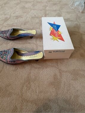 Matisse Pink Beaded Slip-On Mules